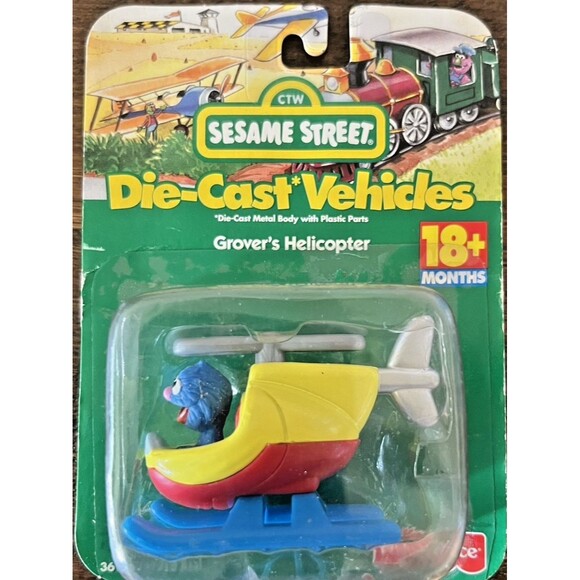 Vintage 1998 Sesame Street Grover's Diecast Helicopter Fisher Price - Picture 4 of 9